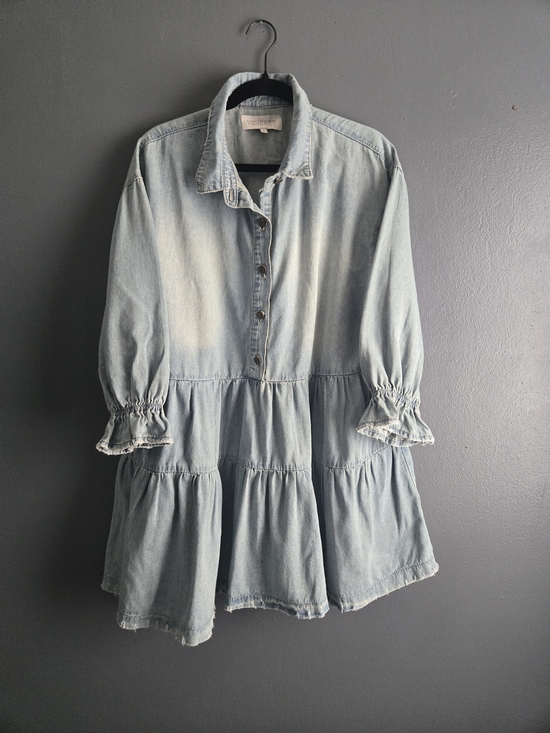 Veveret Dresses & Skirts - Veveret Pleated Tiered Ruffle Mini Retro Chic Dress Medium